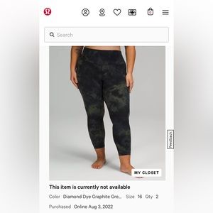 Lululemon Align High-Rise Pant 25
Diamond Dye Graphite Grey Bronze Green
Size 16